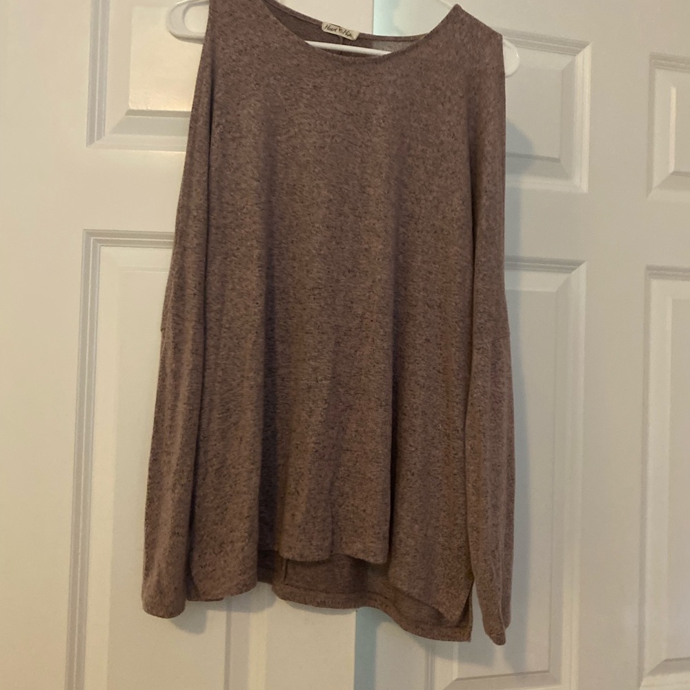 Heathered cold shoulder top